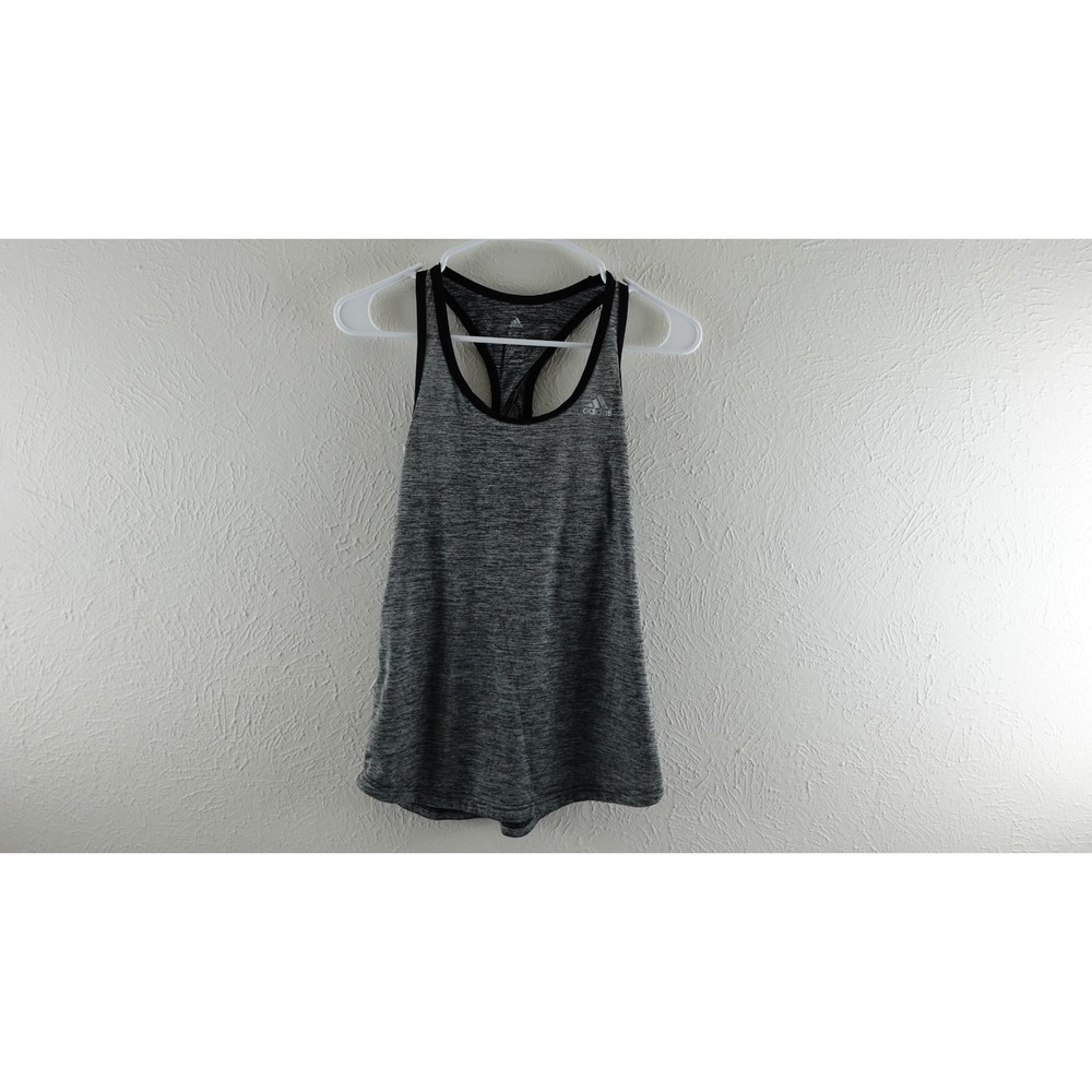 Adidas Womens Size S Tank Top Shirt Gray Space Dye Gym Workout Racerback